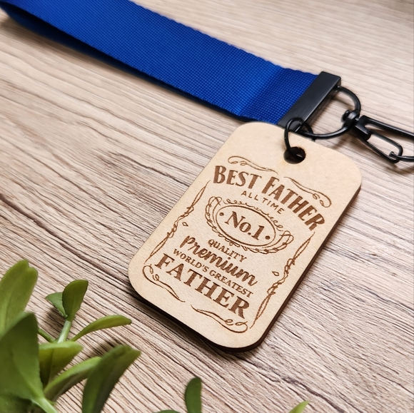 DAD GIFT!!! Keychain Wristlet with Laser Engraved Pendant - Best Father Ever - Picture 5 of 9